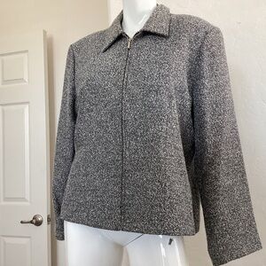 Briggs Petite jacket/ blazer, size 14P, grey/ black/ white, full zipper